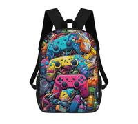 sinyumoney 3D Printed Colorful Gaming Controllers Collage -5 School Backpack With Big Pockets for Kids, Children's Backpacks Book Bags Kids School Bag 17inch