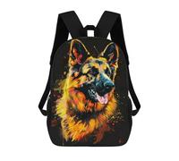 sinyumoney 3D Printed Colorful German Shepherd Art Print-7 School Bags Kids 17inch Backpacks Casual Fashion School Bag Backpacks Book Bags for Boys Elementary And Middle School Students