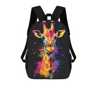sinyumoney 3D Printed Colorful Giraffe Portrait Children School Backpack Fashion Rucksack Casual Travel 17inch Backpacks Large Capacity Daypack for Boys Girls