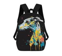sinyumoney 3D Printed Colorful Greyhound Art Print Children's 17inch School Backpack for Kids High Capacity Travel Rucksacks Fashion Book Bags Kids School Bag