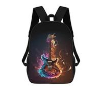 sinyumoney 3D Printed Colorful Guitar Art Print Children's 17inch School Backpack for Kids High Capacity Travel Rucksacks Fashion Book Bags Kids School Bag