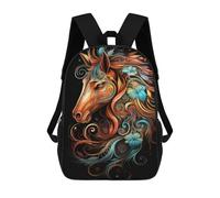 sinyumoney 3D Printed Colorful Horse Art Print School Bag Boys Girls Children's 17inch Backpack School Backpack Casual Fashion Backpack for in School Or Travel