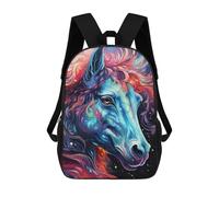 sinyumoney 3D Printed Colorful Horse Portrait -3 Children's School Backpack for Kids High Capacity Travel Rucksacks Fashion Book Bags Kids School Bag Back Pack 17inch