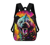 sinyumoney 3D Printed Colorful Hyena Artwork Children's School Backpack for Kids High Capacity Travel Rucksacks Fashion Book Bags Kids School Bag Back Pack 17inch