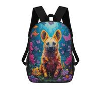 sinyumoney 3D Printed Colorful Hyena in A Butterfly Garden School Backpack With Big Pockets for Kids, Children's Backpacks Book Bags Kids School Bag 17inch
