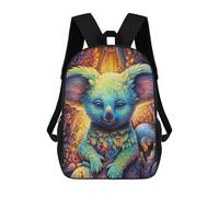 sinyumoney 3D Printed Colorful Koala in Fantasy Forest -1 Children's School Backpack for Kids High Capacity Travel Rucksacks Fashion Book Bags Kids School Bag Back Pack 17inch