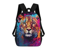 sinyumoney 3D Printed Colorful Leopard Art Print-4 Children School Backpack Fashion Rucksack Casual Travel 17inch Backpacks Large Capacity Daypack for Boys Girls