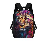 sinyumoney 3D Printed Colorful Leopard Portrait -19 Children's School Backpack for Kids High Capacity Travel Rucksacks Fashion Book Bags Kids School Bag Back Pack 17inch