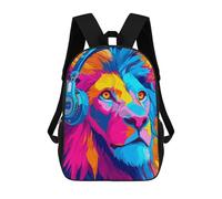 sinyumoney 3D Printed Colorful Lion Headphones Art -1 School Backpack With Big Pockets for Kids, Children's Backpacks Book Bags Kids School Bag 17inch