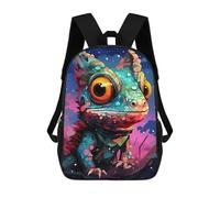 sinyumoney 3D Printed Colorful Lizard Art Print School Bag Boys Girls Children's 17inch Backpack School Backpack Casual Fashion Backpack for in School Or Travel