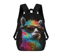 sinyumoney 3D Printed Colorful Llama Sunglasses Art Print-1 Children's 17inch School Backpack for Kids High Capacity Travel Rucksacks Fashion Book Bags Kids School Bag