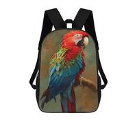 sinyumoney 3D Printed Colorful Macaw Parrot Art Print-1 Children's 17inch School Backpack for Kids High Capacity Travel Rucksacks Fashion Book Bags Kids School Bag