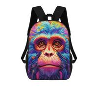 sinyumoney 3D Printed Colorful Monkey Portrait-10 School Backpack With Big Pockets for Kids, Children's Backpacks Book Bags Kids School Bag 17inch