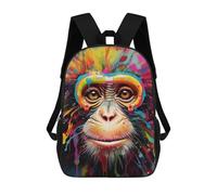 sinyumoney 3D Printed Colorful Monkey Portrait-9 School Backpack With Big Pockets for Kids, Children's Backpacks Book Bags Kids School Bag 17inch