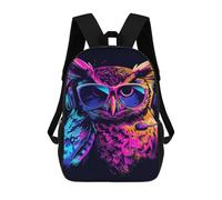 sinyumoney 3D Printed Colorful Neon Owl Art Print School Backpack for Kids Children's 17inch Backpacks Boy Girl Book Bags Kids School Bag