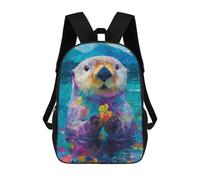 sinyumoney 3D Printed Colorful Otter with Gift Box School Backpack Book 17inch Bags Fashion Backpacks Large Capacity Backpack Children Travel Rucksacks