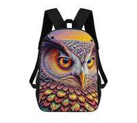 sinyumoney 3D Printed Colorful Owl Artwork-10 School Backpack With Big Pockets for Kids Children's Backpacks Boy Girl Book Bags Kids School Bag 17inch