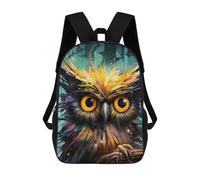 sinyumoney 3D Printed Colorful Owl Portrait -3 School Backpack With Big Pockets for Kids, Children's Backpacks Book Bags Kids School Bag 17inch