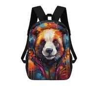 sinyumoney 3D Printed Colorful Panda with Headphones School Backpack With Big Pockets for Kids, Children's Backpacks Book Bags Kids School Bag 17inch
