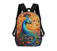 sinyumoney 3D Printed Colorful Peacock Artwork School Backpack With Big Pockets for Kids, Children's Backpacks Book Bags Kids School Bag 17inch
