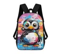 sinyumoney 3D Printed Colorful Penguin Artwork -1 School Backpack for Kids Children's 17inch Backpacks Boy Girl Book Bags Kids School Bag