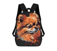 sinyumoney 3D Printed Colorful Pomeranian Art Print-3 School Backpack for Kids Children's 17inch Backpacks Boy Girl Book Bags Kids School Bag