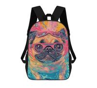 sinyumoney 3D Printed Colorful Pug in Water School Bag Boys Girls Children's 17inch Backpack School Backpack Casual Fashion Backpack for in School Or Travel