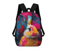 sinyumoney 3D Printed Colorful Rabbit Painting Children Backpacks Kids Cute School Backpack Outdoor Casual Daypack for Boys Middle School Students 17inch