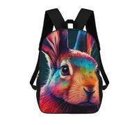 sinyumoney 3D Printed Colorful Rabbit Portrait -2 School Backpack With Big Pockets for Kids, Children's Backpacks Book Bags Kids School Bag 17inch