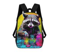 sinyumoney 3D Printed Colorful Raccoon Artwork-3 School Backpack With Big Pockets for Kids Children's Backpacks Boy Girl Book Bags Kids School Bag 17inch
