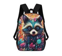 sinyumoney 3D Printed Colorful Raccoon Artwork-7 Children's School Backpack for Kids High Capacity Travel Rucksacks Fashion Book Bags Kids School Bag Back Pack 17inch
