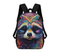 sinyumoney 3D Printed Colorful Raccoon Artwork School Backpack With Big Pockets for Kids Children's Backpacks Boy Girl Book Bags Kids School Bag 17inch
