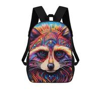 sinyumoney 3D Printed Colorful Raccoon Portrait-3 School Backpack With Big Pockets for Kids Children's Backpacks Boy Girl Book Bags Kids School Bag 17inch