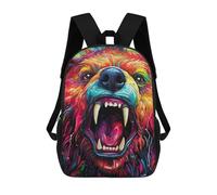 sinyumoney 3D Printed Colorful Roaring Bear Art -1 School Backpack With Big Pockets for Kids, Children's Backpacks Book Bags Kids School Bag 17inch