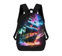 sinyumoney 3D Printed Colorful Sailing Ship Fantasy -1 Children's School Backpack for Kids High Capacity Travel Rucksacks Fashion Book Bags Kids School Bag Back Pack 17inch