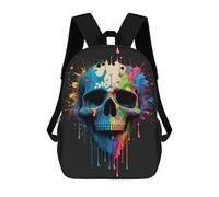 sinyumoney 3D Printed Colorful Skull Art Print-7 Children's 17inch School Backpack for Kids High Capacity Travel Rucksacks Fashion Book Bags Kids School Bag