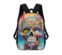 sinyumoney 3D Printed Colorful Skull Artwork-1 School Bag Boys Girls Children's 17inch Backpack School Backpack Casual Fashion Backpack for in School Or Travel