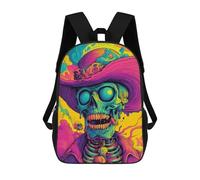 sinyumoney 3D Printed Colorful Skull Artwork Children's 17inch School Backpack for Kids High Capacity Travel Rucksacks Fashion Book Bags Kids School Bag
