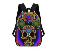 sinyumoney 3D Printed Colorful Skull Mandala Artwork School Backpack With Big Pockets for Kids Children's Backpacks Boy Girl Book Bags Kids School Bag 17inch