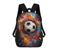 sinyumoney 3D Printed Colorful Soccer Ball Artwork -4 Children's School Backpack for Kids High Capacity Travel Rucksacks Fashion Book Bags Kids School Bag Back Pack 17inch