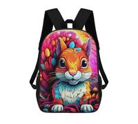 sinyumoney 3D Printed Colorful Squirrel Illustration School Backpack With Big Pockets for Kids Children's Backpacks Boy Girl Book Bags Kids School Bag 17inch