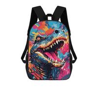 sinyumoney 3D Printed Colorful T-Rex Art Print Children's 17inch School Backpack for Kids High Capacity Travel Rucksacks Fashion Book Bags Kids School Bag