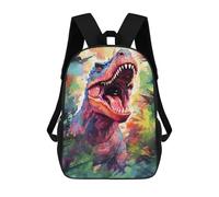 sinyumoney 3D Printed Colorful T-Rex Roar School Backpack for Kids Children's 17inch Backpacks Boy Girl Book Bags Kids School Bag