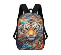 sinyumoney 3D Printed Colorful Tiger Artwork -1 Children School Backpack Fashion Rucksack Casual Travel 17inch Backpacks Large Capacity Daypack for Boys Girls
