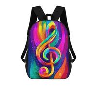 sinyumoney 3D Printed Colorful Treble Clef Art Print School Bag Boys Girls Children's 17inch Backpack School Backpack Casual Fashion Backpack for in School Or Travel