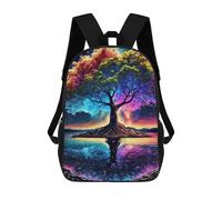 sinyumoney 3D Printed Colorful Tree Reflections Children's School Backpack for Kids High Capacity Travel Rucksacks Fashion Book Bags Kids School Bag Back Pack 17inch