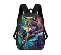 sinyumoney 3D Printed Colorful Wolf Art Print-20 School Bag Boys Girls Children's 17inch Backpack School Backpack Casual Fashion Backpack for in School Or Travel