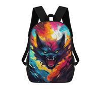 sinyumoney 3D Printed Colorful Wolf Art Print Children's 17inch School Backpack for Kids High Capacity Travel Rucksacks Fashion Book Bags Kids School Bag