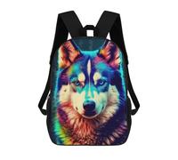 sinyumoney 3D Printed Colorful Wolf Portrait-32 School Backpack With Big Pockets for Kids Children's Backpacks Boy Girl Book Bags Kids School Bag 17inch
