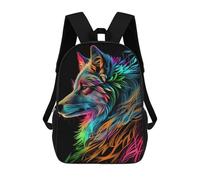 sinyumoney 3D Printed Colorful Wolf Portrait Artwork -2 Children's School Backpack for Kids High Capacity Travel Rucksacks Fashion Book Bags Kids School Bag Back Pack 17inch